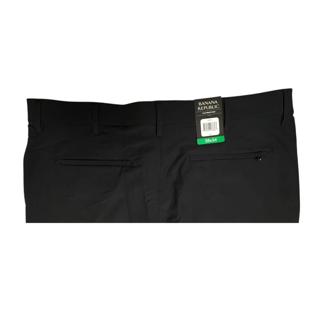 Banana Republic 38x34 Pants Chino Black Flat Front Zippered Pocket Wicking New
